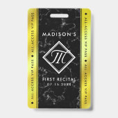 Elegantes Brass/Goldrand Schwarzer Marmor VIP Even Ausweis (Front)