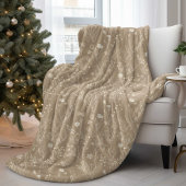 Elegantes Braun Beige Floral Fleecedecke