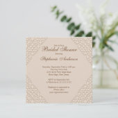 Elegantes Braun Damask Brautdusche Einladung (Stehend Vorderseite)