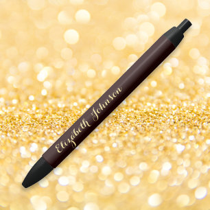 Elegantes Braun Gold Stylischer Name Büro Geschäft Kugelschreiber