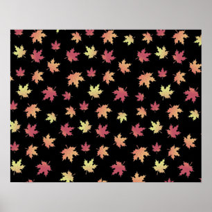 Elegantes Braun-Rotes Herbstlaub-Muster   Poster