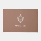 Elegantes braun-weißes Monogramm mit Anfangsbuchst Fußmatte (Vorderseite)