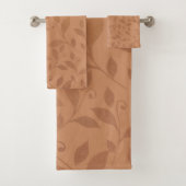 Elegantes braunes Abstraktes Herbstleaves-Muster Badhandtuch Set (Insitu)