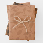 Elegantes braunes Abstraktes Herbstleaves-Muster Geschenkpapier Set (Beispiel)