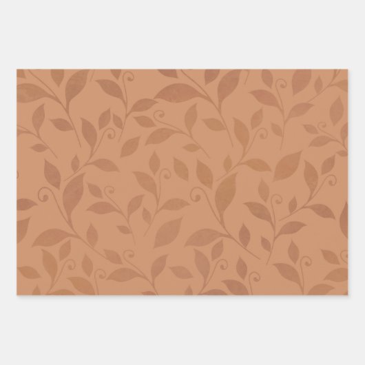 Elegantes braunes Abstraktes Herbstleaves-Muster Geschenkpapier Set (Vorderseite)