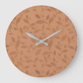 Elegantes braunes Abstraktes Herbstleaves-Muster Große Wanduhr (Vorderseite)