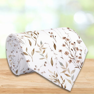 Elegantes braunes Blumen-Blumen-Botanik-Muster Krawatte