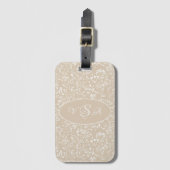 Elegantes braunes Blumenmonogramm personalisiert Gepäckanhänger (Vorderseite Vertikal)