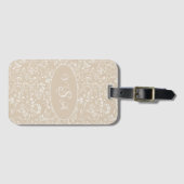 Elegantes braunes Blumenmonogramm personalisiert Gepäckanhänger (Vorderseite (Horizontal))