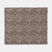 Elegantes braunes Blumenmuster auf hellrosa Hinter Fleecedecke (Vorderseite (Horizontal))