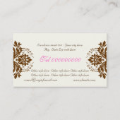 Elegantes, braunes Elfenbein-Motiv Visitenkarte (Rückseite)