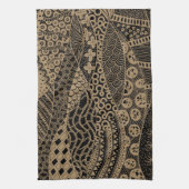 Elegantes braunes geometrisches Abstraktes Tribal- Geschirrtuch (Vertikal)