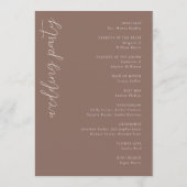 Elegantes braunes geometrisches Hochzeitsprogramm Programm (Rückseite)