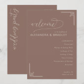 Elegantes braunes geometrisches Hochzeitsprogramm Programm (Vorne/Hinten)