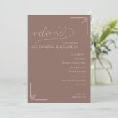 Elegantes braunes geometrisches Hochzeitsprogramm Programm (Stehend Vorderseite)