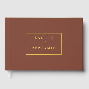 Elegantes braunes Gold-Nameplate Gästebuch