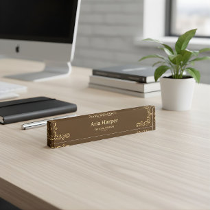 Elegantes braunes Gold-Revisionsunternehmen Financ Namensplakette