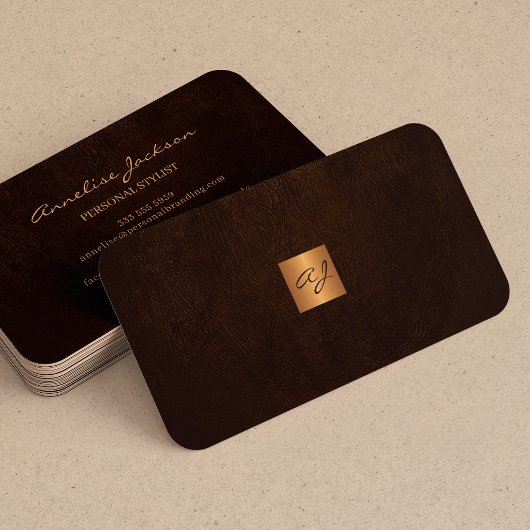 Elegantes, braunes, goldfarbenes Kupfergold Visitenkarte