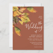 Elegantes braunes Herbst-Hochzeit im Herbst-Foto Einladung (Vorderseite)