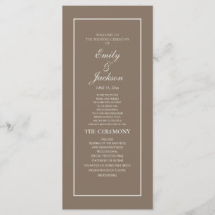 Elegantes braunes Hochzeitsprogramm mit cremefarbe Programm