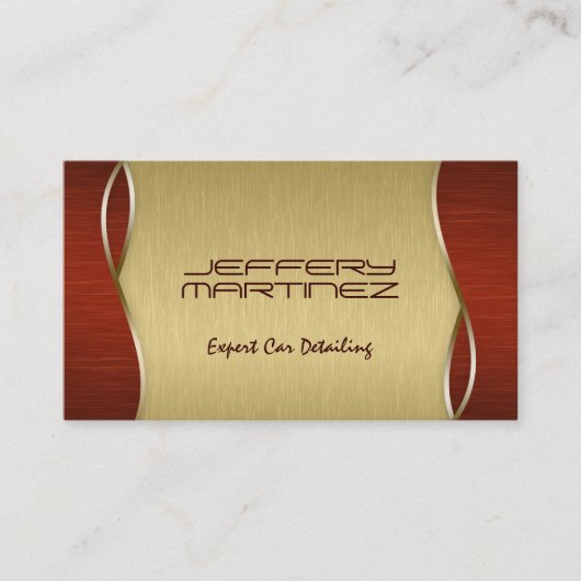 Elegantes braunes Holz, metallisches Gold Visitenkarte (Vorderseite)