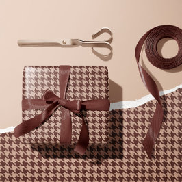 Elegantes braunes Houndstooth-Klassiker-Muster Geschenkpapier
