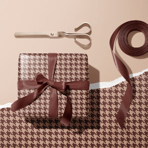 Elegantes braunes Houndstooth-Klassiker-Muster Geschenkpapier