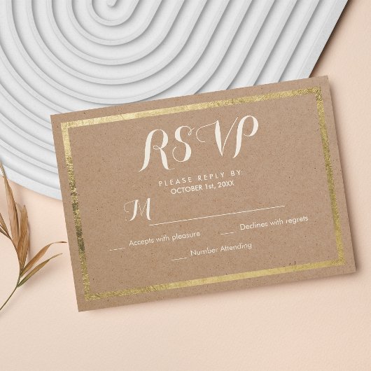 Elegantes braunes Imitat mit moderner RSVP-Karte RSVP Karte