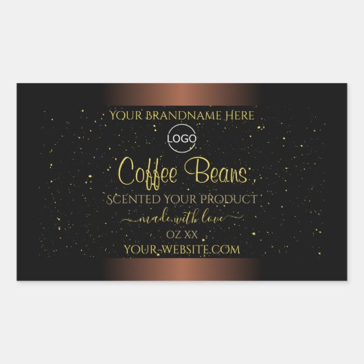 Elegantes braunes Label Gold Soft Glitzer Logo Rechteckiger Aufkleber (Vorderseite)