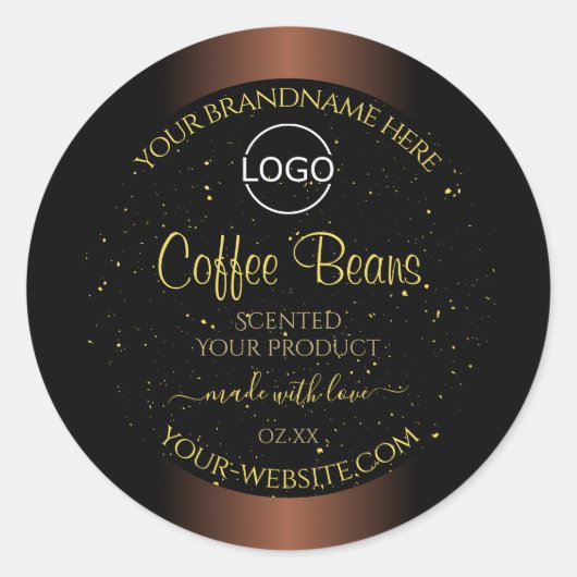Elegantes braunes Label Gold Soft Glitzer Logo Runder Aufkleber (Vorderseite)