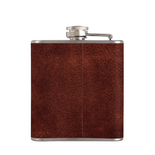 Elegantes braunes Lederdesign Silver Monogram Flachmann (Rückseite)