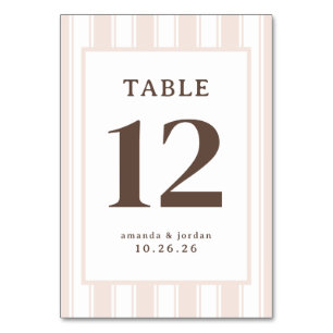 Elegantes braunes minimalistisches Tischschild Tischnummer