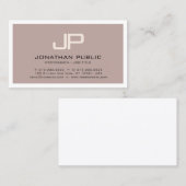 Elegantes braunes Monogramm Design Modernes Berufl Visitenkarte (Vorne/Hinten)