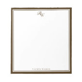 Elegantes braunes Monogramm mit zwei Rändern Notizblock (Vorderseite)