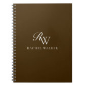 Elegantes braunes Monogramm Notizblock (Vorderseite)