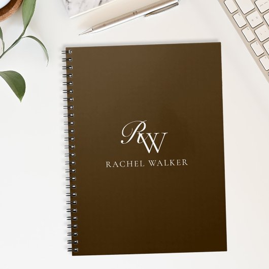 Elegantes braunes Monogramm Notizblock