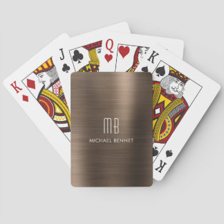 Elegantes braunes Monogramm Spielkarten
