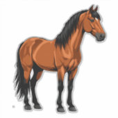 Elegantes braunes Pferd Aufkleber (Vorderseite)