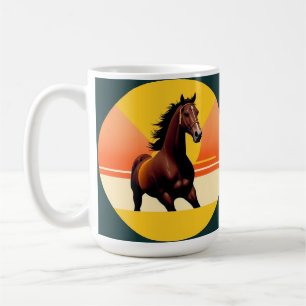 Elegantes braunes Pferd im lebhaften Sonnenunterga Kaffeetasse