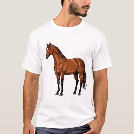 Elegantes braunes Pferd T-Shirt (Vorderseite)