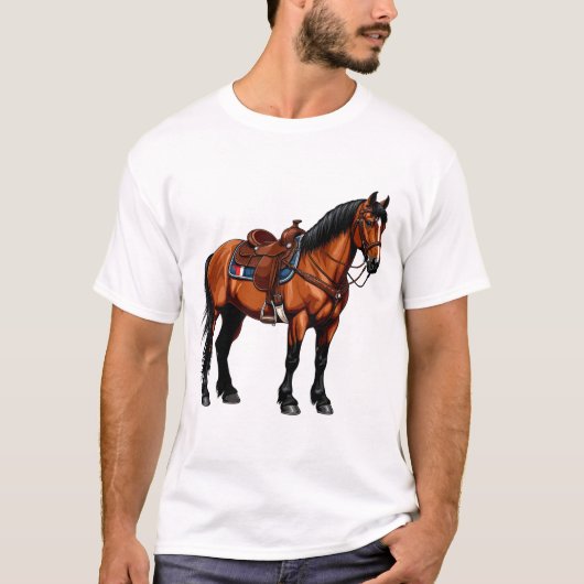 Elegantes braunes Pferd T-Shirt (Vorderseite)