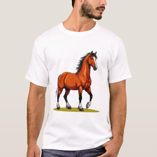 Elegantes braunes Pferd T-Shirt (Vorderseite)