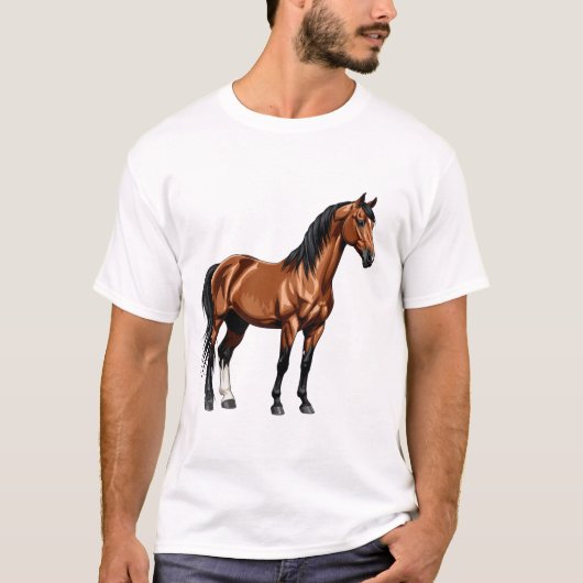 Elegantes braunes Pferd T-Shirt (Vorderseite)