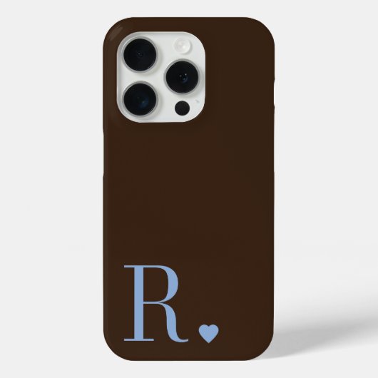 Elegantes braunes und staubblaues Monogramm-Initia Case-Mate iPhone Hülle (Rückseite)