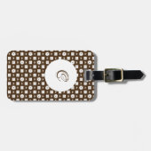 Elegantes, braunes und weißes, kariertes Muster Gepäckanhänger (Vorderseite horizontal)