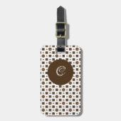 Elegantes, braunes und weißes, kariertes Muster Gepäckanhänger (Vorderseite vertikal)