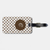 Elegantes, braunes und weißes, kariertes Muster Gepäckanhänger (Rückseite horizontal)