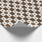 Elegantes, braunes und weißes, kariertes Muster Geschenkpapier (Ecke)