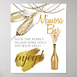 Elegantes Braut-Brunch Mimosa-Bar-Schild Poster