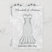 Elegantes Braut-Hochzeits-Kleid Einladung (Vorne/Hinten)